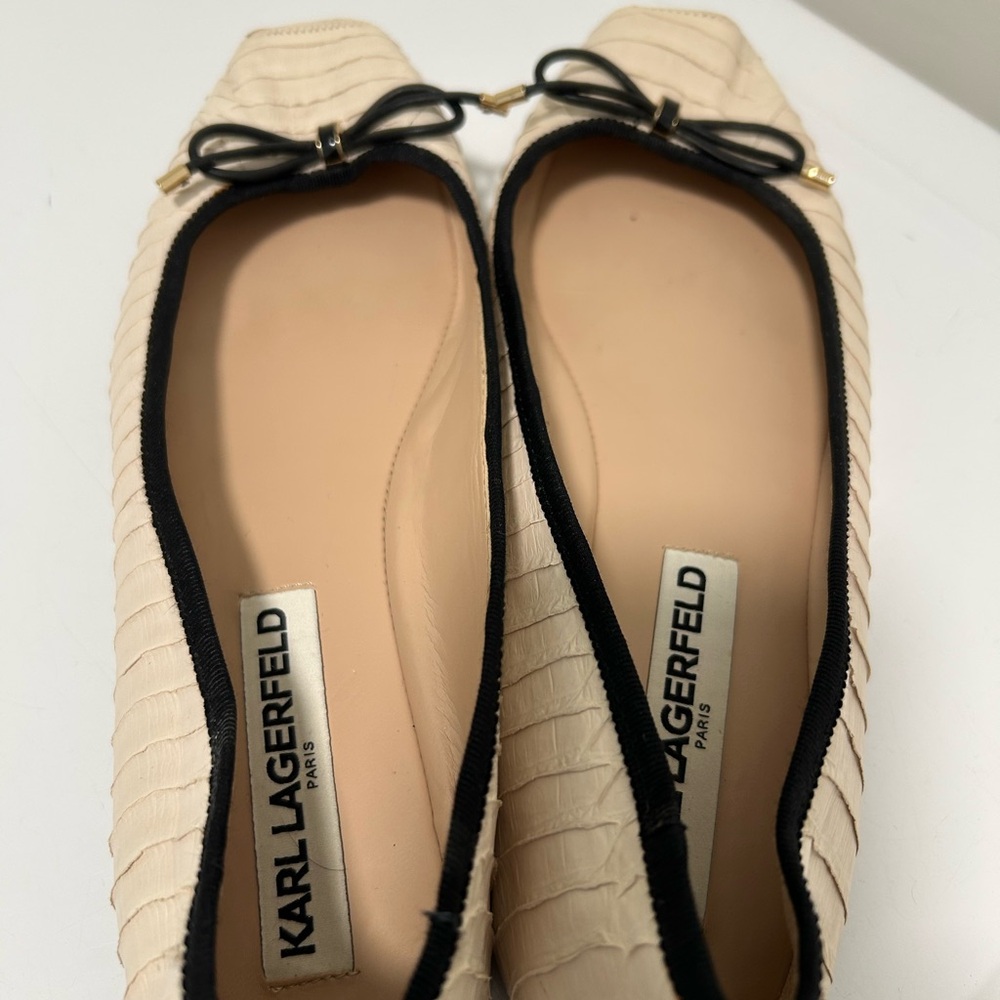 Karl Lagerfeld Ballet Flats Cream Black Size 8.5 - Picture 5 of 13